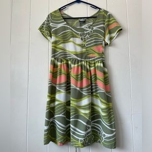 Manuheali’i green pink babydoll dress